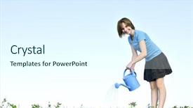  Presentation with teenage girl - Slide deck consisting of people grow - smiling teenage girl with watering background and a  colored foreground