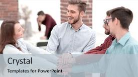  Presentation with partnership - Audience pleasing theme consisting of people hands together partnership teamwork backdrop and a lemonade colored foreground