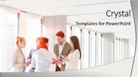  Presentation with new office - Beautiful presentation featuring people having discussion in new backdrop and a  colored foreground