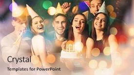  Presentation with night club - Cool new slide deck with young people having fun backdrop and a lemonade colored foreground