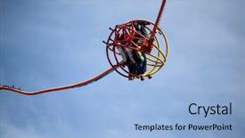  Presentation with cage - Beautiful presentation theme featuring people having fun on catapult backdrop and a light blue colored foreground