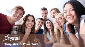  Presentation with people unity - Beautiful theme featuring people having fun together indoors backdrop and a tawny brown colored foreground