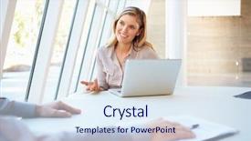  Presentation with meeting table - PPT layouts with people having meeting around table background and a sky blue colored foreground