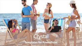  Presentation with beach party - Presentation having people having party on beach background and a coral colored foreground