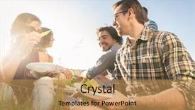  Presentation with young people diversity - Amazing theme having people having summer barbecue picnic backdrop and a coral colored foreground