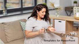  Presentation with liver - Presentation design consisting of people-health-and-treatment-concept background and a coral colored foreground