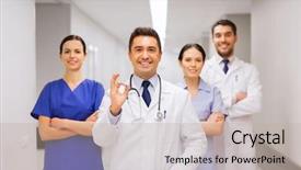  Presentation with health care - PPT theme with people health care and medicine background and a light gray colored foreground