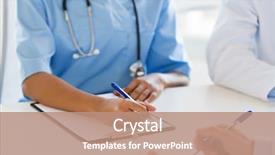  Presentation with writing pen - Cool new slides with people health care and medicine backdrop and a coral colored foreground