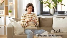  Presentation with home health care - PPT layouts with people health care and treatment background and a coral colored foreground