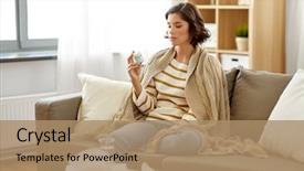  Presentation with health drug - Presentation enhanced with people health and medicine concept background and a coral colored foreground