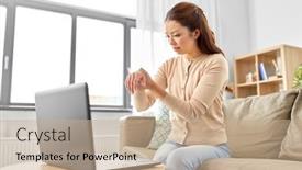  Presentation with carpal tunnel syndrome - PPT layouts having people-health-problem-and-remote background and a coral colored foreground