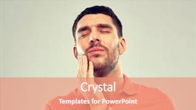  Presentation with dentistry - PPT theme having people healthcare dentistry and problem concept - unhappy man suffering from toothache over gray background background and a coral colored foreground