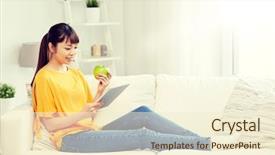  Presentation with young healthy people - Slide deck having people healthy eating education technology background and a cream colored foreground