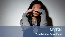  Presentation with people crying - Theme enhanced with people helpline and domestic violence background and a ocean colored foreground