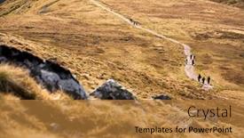  Presentation with hiking - Audience pleasing presentation theme consisting of people-hiking-on-the-splendid backdrop and a gold colored foreground