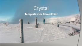  Presentation with winter blue - PPT theme with people-hiking-through-a-winter background and a teal colored foreground