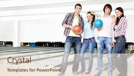  Presentation with spheres - Slides enhanced with people hold spheres for bowling background and a  colored foreground