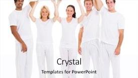  Presentation with blank - Slide deck enhanced with people holding a blank white background and a sky blue colored foreground