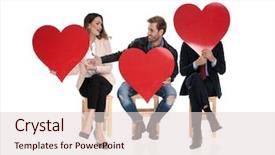  Presentation with sharing love - Audience pleasing presentation consisting of people holding big red hearts backdrop and a lemonade colored foreground