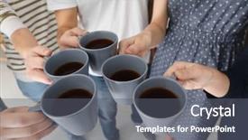  Presentation with people unity - Amazing slides having people holding cups of coffee backdrop and a gray colored foreground