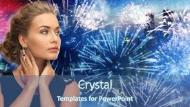  Presentation with firework - Slide set featuring people holidays and glamour concept - beautiful woman wearing earrings over firework at night city background background and a ocean colored foreground