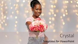  Presentation with peony - Beautiful presentation theme featuring people-holidays-and-international-women backdrop and a coral colored foreground