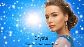  Presentation with glamour - Amazing PPT layouts having people holidays christmas and glamour concept - beautiful woman in evening dress wearing earrings over blue snowy background backdrop and a light blue colored foreground