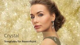 Presentation with glamour - Slides having people holidays christmas and glamour concept - beautiful woman in evening dress wearing earrings over yellow lights background background and a coral colored foreground