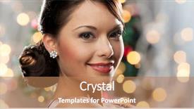  Presentation with luxury diamond - Theme consisting of people holidays jewelry and luxury concept - smiling woman face with diamond earring over christmas lights background background and a coral colored foreground