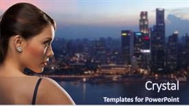  Presentation with luxury diamond - Cool new slides with people holidays jewelry and luxury concept - woman face with diamond earring over night singapore city background backdrop and a tawny brown colored foreground