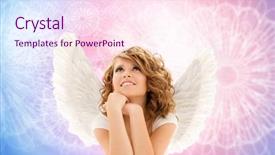  Presentation with angel wings - Amazing PPT layouts having people holidays and religious concept backdrop and a  colored foreground