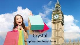  Presentation with happy holidays - PPT theme featuring people-holidays-tourism-travel background and a coral colored foreground