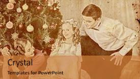  Presentation with family photo - PPT theme featuring people home portrait vintage sepia background and a gold colored foreground