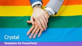  Presentation with marriage - Presentation design enhanced with people homosexuality same-sex marriage background and a teal colored foreground