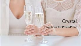  Presentation with married couple - Colorful presentation theme enhanced with people homosexuality same-sex marriage backdrop and a soft green colored foreground