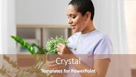  Presentation with african people - Beautiful presentation design featuring people-housekeeping-and-plants-care backdrop and a coral colored foreground
