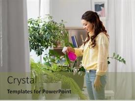 Powerpoint Graphics/animation People Housekeeping And Plants Care Concept Asian PPT Template ...