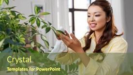  Presentation with home care - Cool new PPT theme with people-housework-and-care-concept backdrop and a tawny brown colored foreground