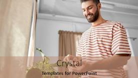  Presentation with home care - PPT theme enhanced with people-housework-and-care-concept background and a coral colored foreground