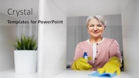  Presentation with housekeeping - Colorful PPT theme enhanced with people-housework-and-housekeeping-concept backdrop and a light gray colored foreground