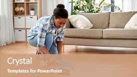  Presentation with african people - PPT theme with people housework and housekeeping concept background and a coral colored foreground