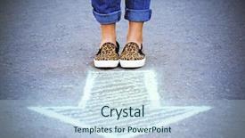  Presentation with pavement - Slide deck featuring people idea achievement - female feet and drawing arrow background and a light blue colored foreground