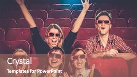  Presentation with glasses - Beautiful presentation theme featuring people in 3d glasses watching backdrop and a coral colored foreground