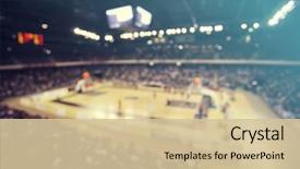  Presentation with basketball court - PPT theme having people in a basketball background and a soft green colored foreground