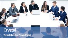  Presentation with conference - Cool new presentation theme with people in a conference room backdrop and a ocean colored foreground
