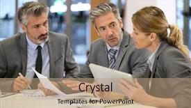  Presentation with meeting - Colorful presentation theme enhanced with people in a financial meeting backdrop and a coral colored foreground