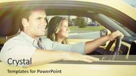  Presentation with yellow - Amazing theme having people in a yellow car backdrop and a soft green colored foreground