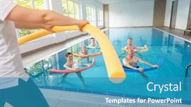  Presentation with physical fitness - Slides with people-in-aqua-fitness-class background and a teal colored foreground