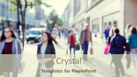  Presentation with people street - Audience pleasing slide deck consisting of people-in-bokeh-street backdrop and a cream colored foreground