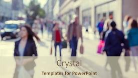  Presentation with people street - Slide set enhanced with people-in-bokeh-street background and a soft green colored foreground